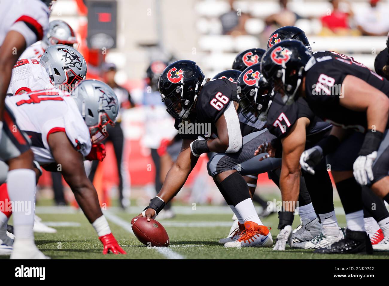 BIRMINGHAM, AL - APRIL 30: Houston Gamblers cornerback Will Likely (4)  looks on against the Tampa Bay Bandits during the USFL game on April 30,  2022 at Protective Stadium in Birmingham, Alabama. (