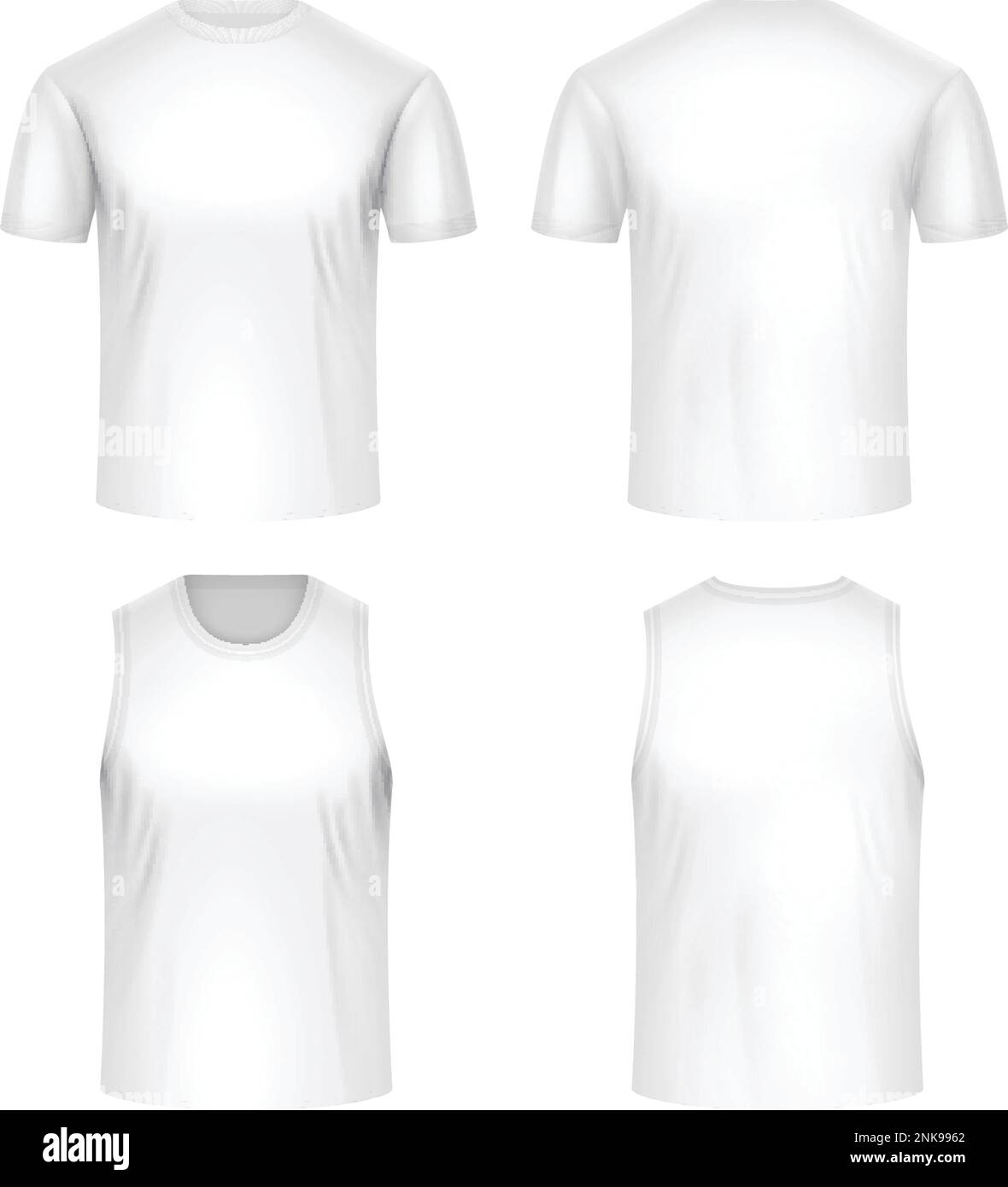 Realistic sport uniform white mockup set of short sleeved and ...