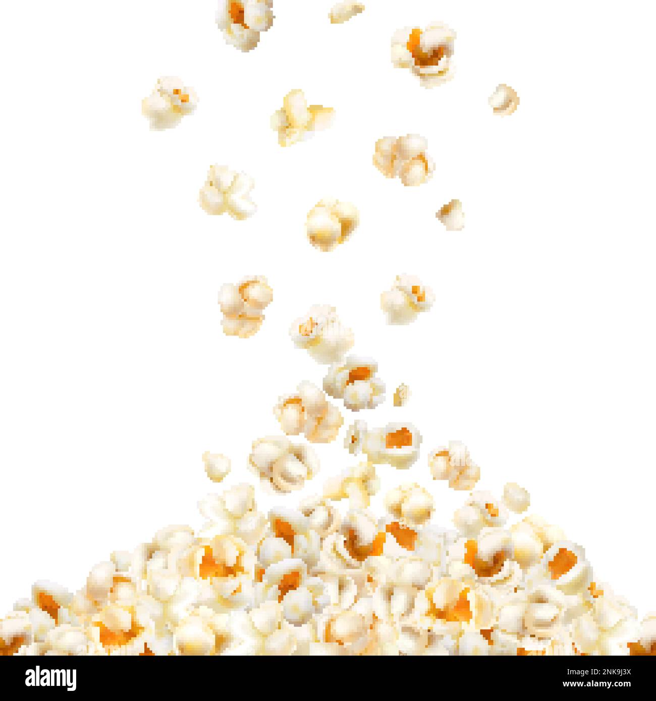 Realistic falling sweet and salted popcorn on white background vector
