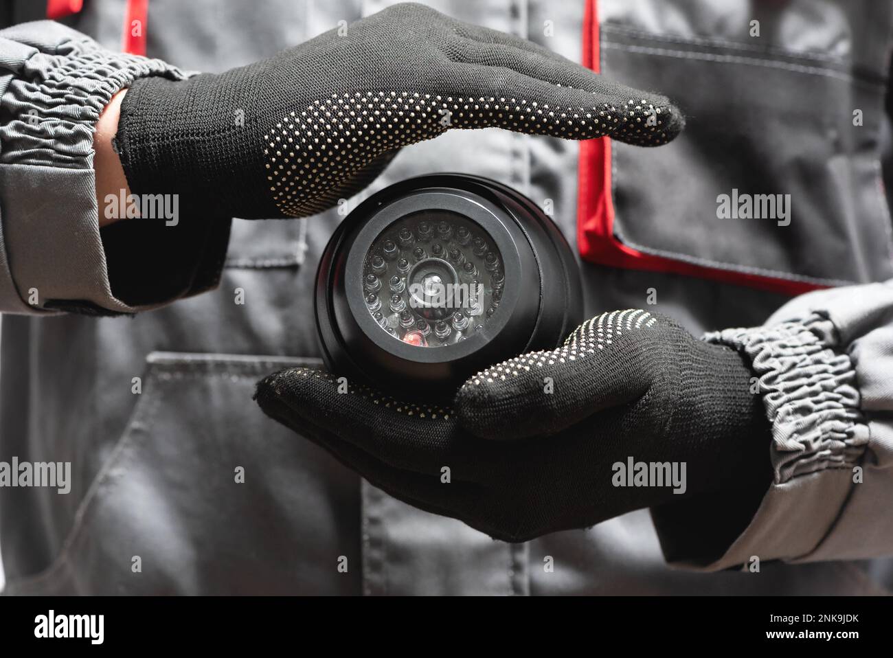 Security camera setup, cctv installation Stock Photo