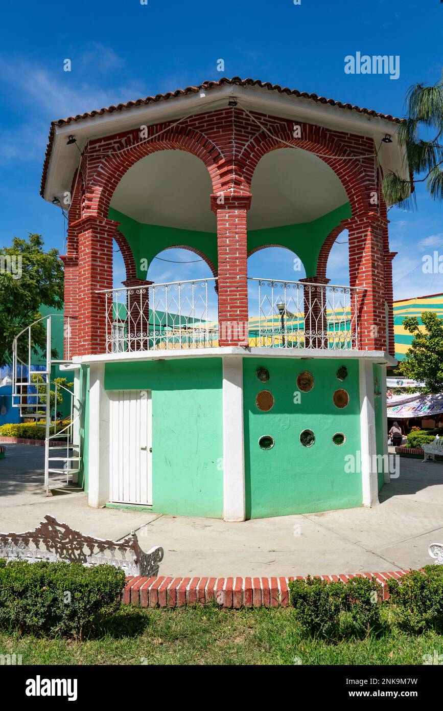 A gazebo or bandstand in a park in Santa Maria Atzompa, Oaxaca, Mexico ...