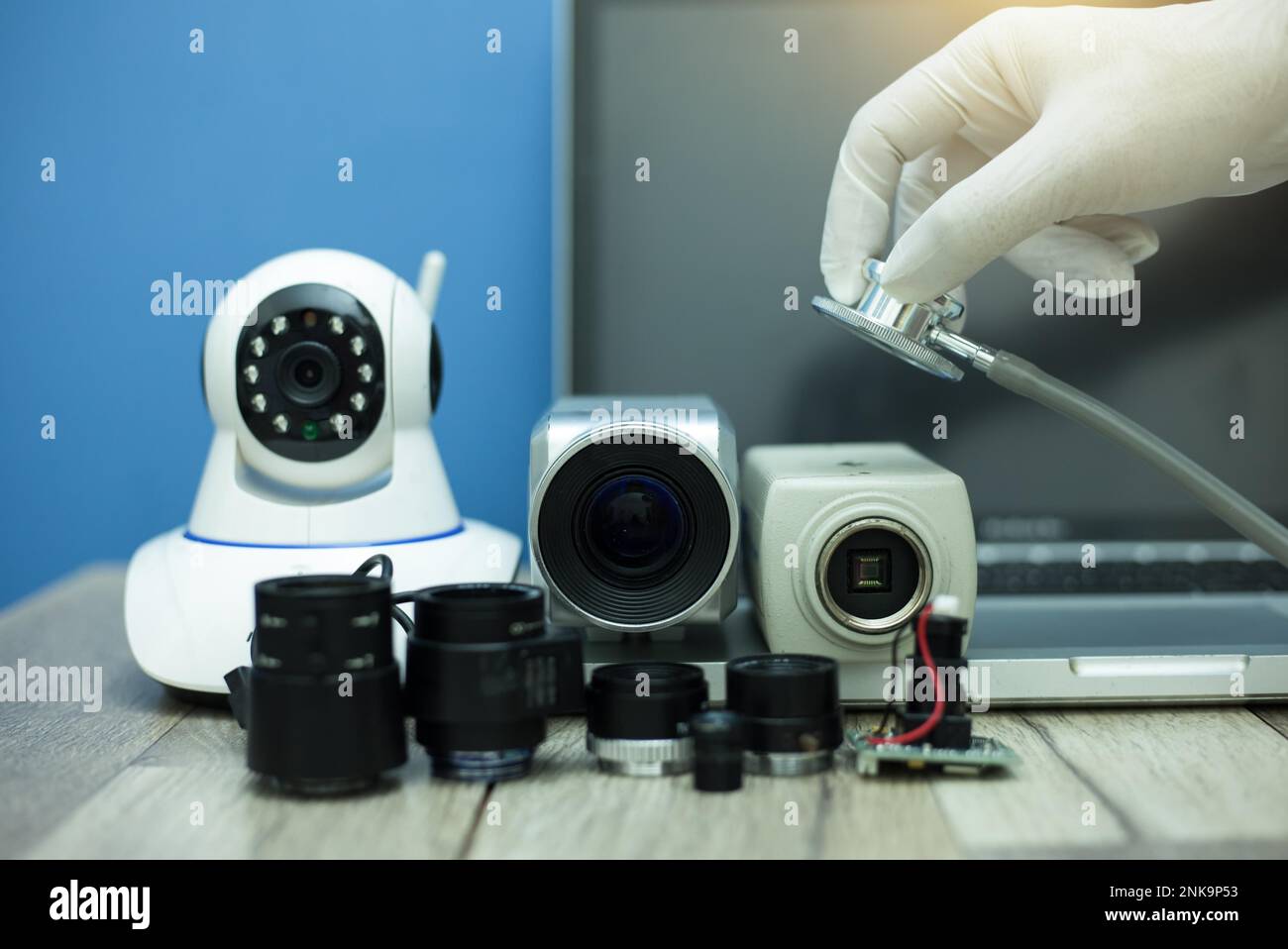 Security camera setup, cctv installation Stock Photo Alamy