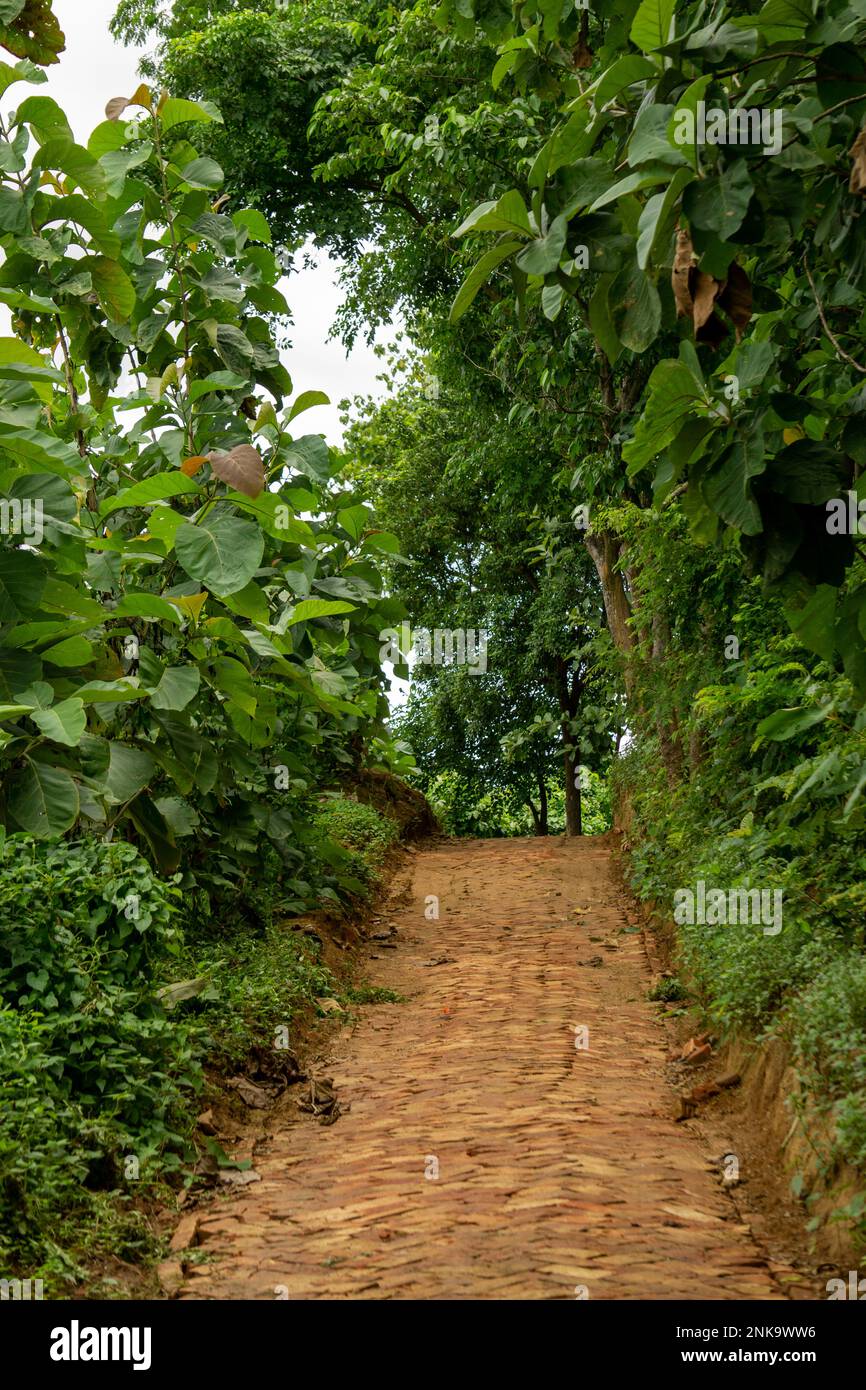 Hilltop road in Bandarban, Bangladesh. Sky, horizon, mountain forest in mountain day stock photo. Photo taken from Meghla, Bandarban, Chittagong, Bang Stock Photo