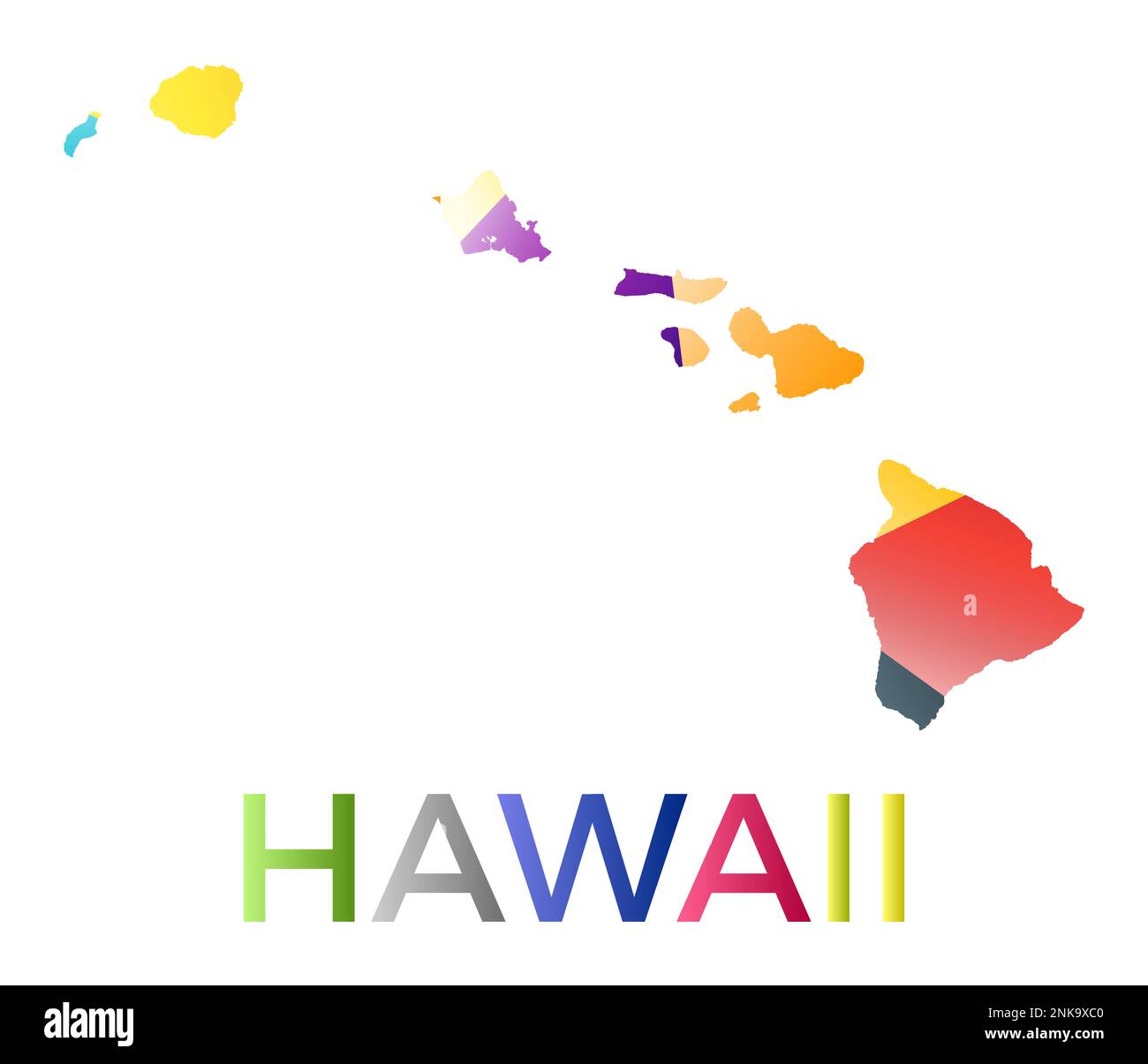 Bright colored Hawaii shape. Multicolor geometric style island logo ...