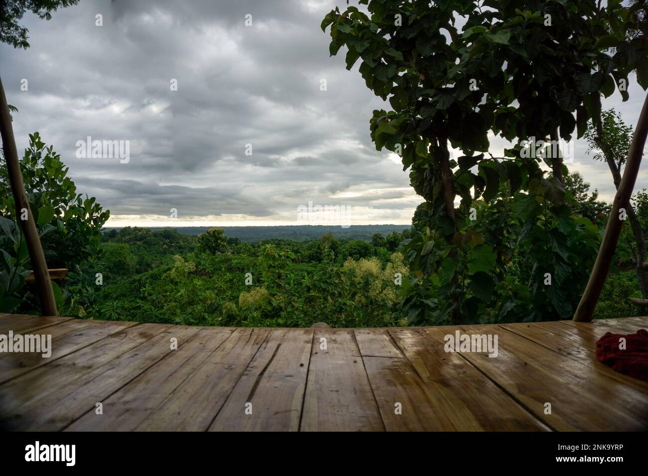 Jhum bhari is a temporary residence for living. Mountain view from Zoom house. Photo taken from Meghla, Bandarban, Chittagong, Bangladesh. Stock Photo