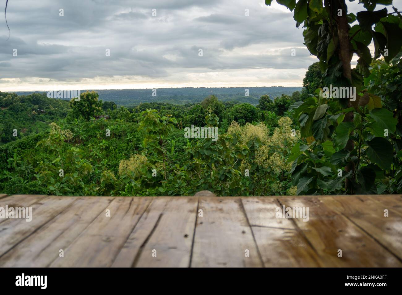 Jhum bhari is a temporary residence for living. Mountain view from Zoom house. Photo taken from Meghla, Bandarban, Chittagong, Bangladesh. Stock Photo