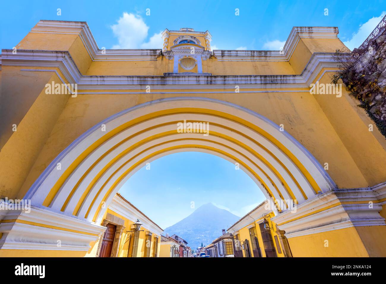 Guatemala, colorful colonial Antigua streets in historic city center ...
