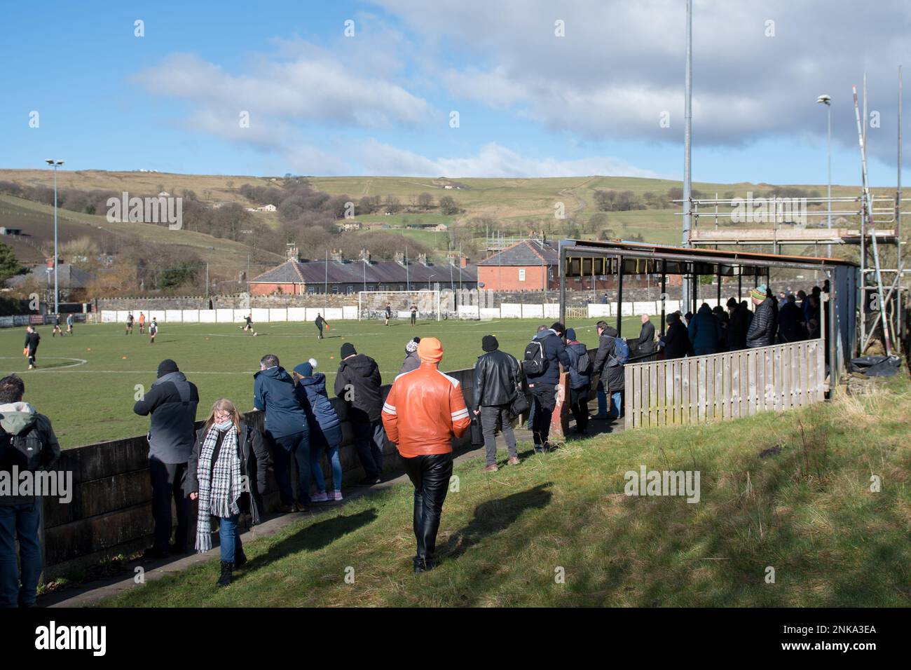Bacup, England 05 March 2022. The North West Counties Football League Division One North match between Bacup Borough and St Helens Town. Stock Photo