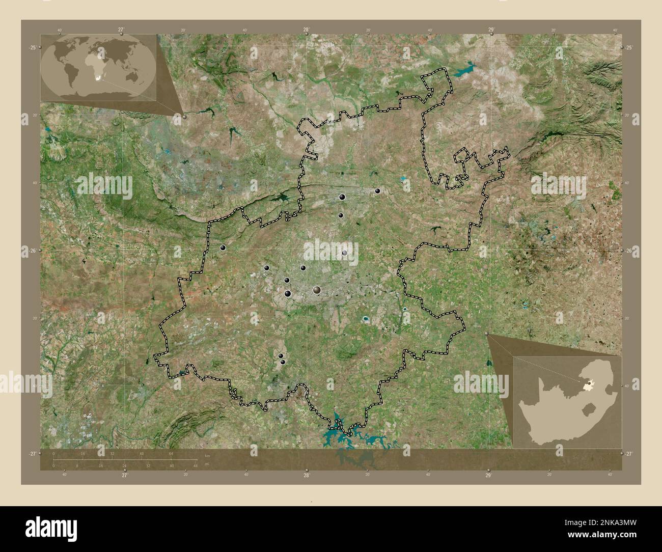 Gauteng Province Of South Africa High Resolution Satellite Map Gauteng Province Of South Africa High Resolution Satellite Map Locations Of Major Cities Of The Region Corner Auxiliary Location Maps 2NKA3MW 
