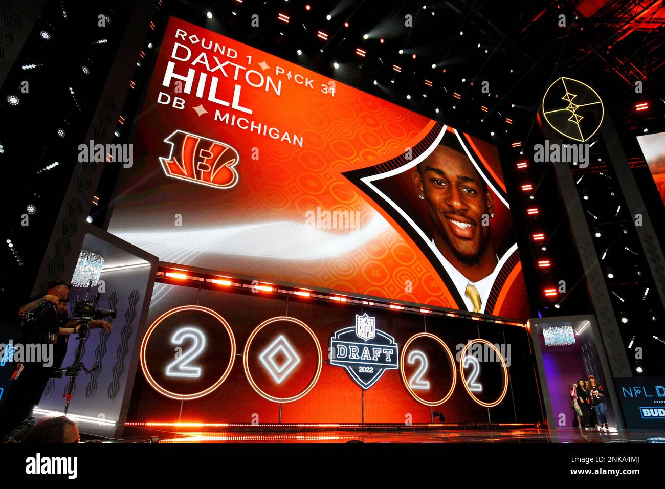 LAS VEGAS, NV - APRIL 28: Daxton Hill, Michigan is selected as the number  31 pick by the Cincinnati Bengals during the NFL Draft on April 28, 2022 in  Las Vegas, Nevada. (