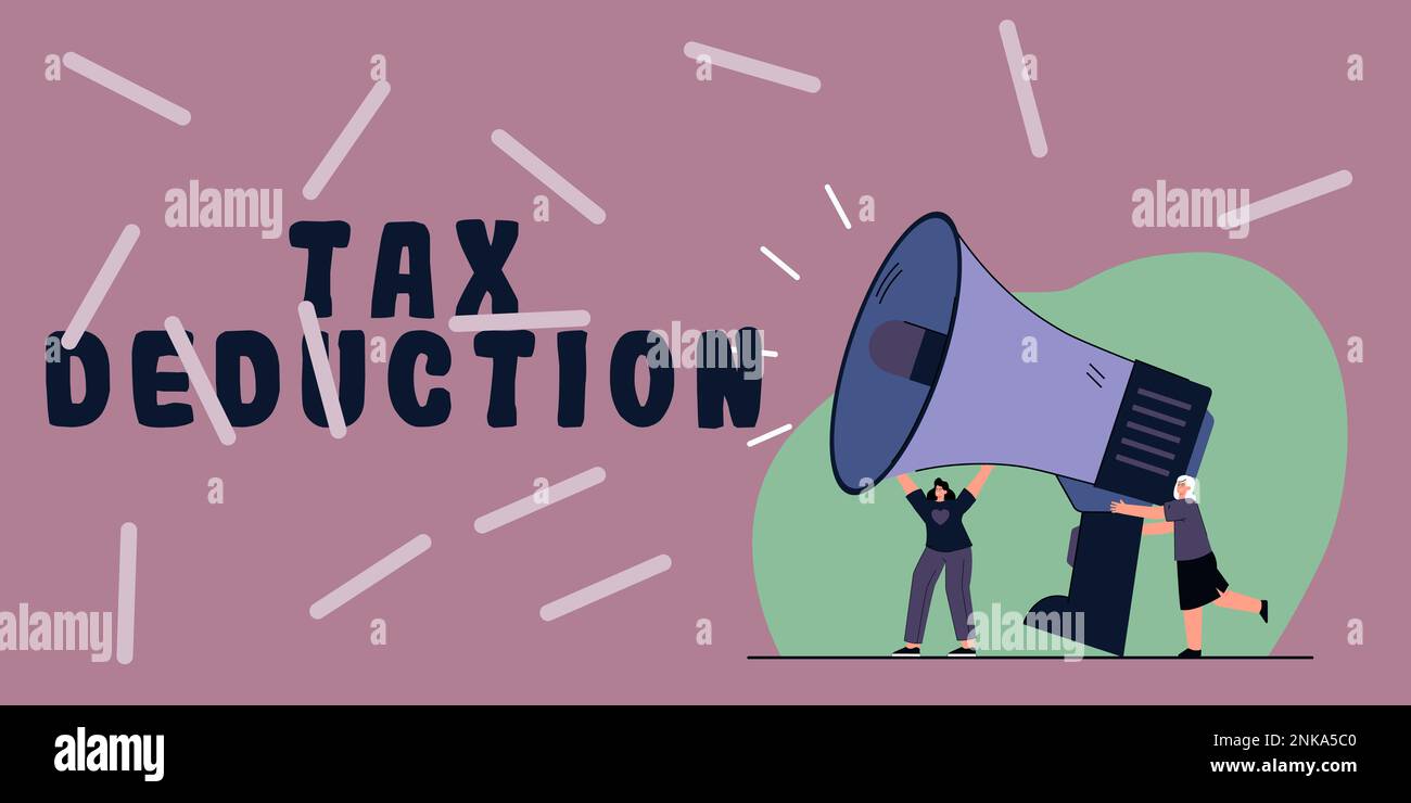 Conceptual caption Tax Deduction. Concept amount subtracted