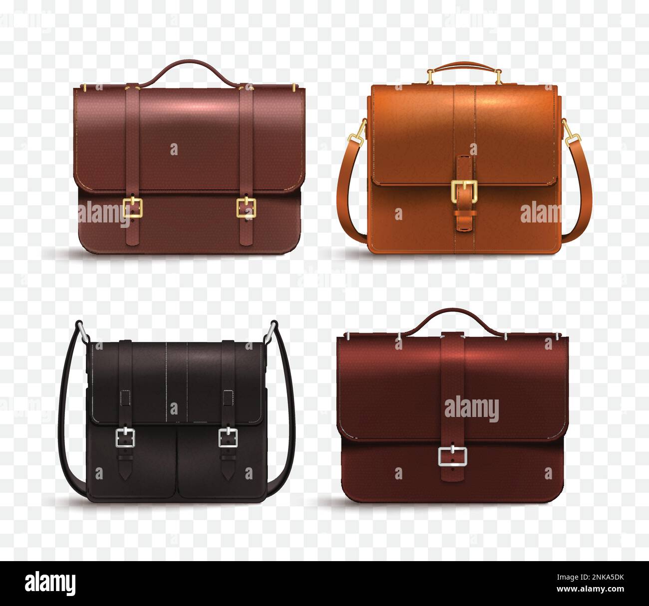 Realistic leather business bag men set with four different briefcase bags fashionable