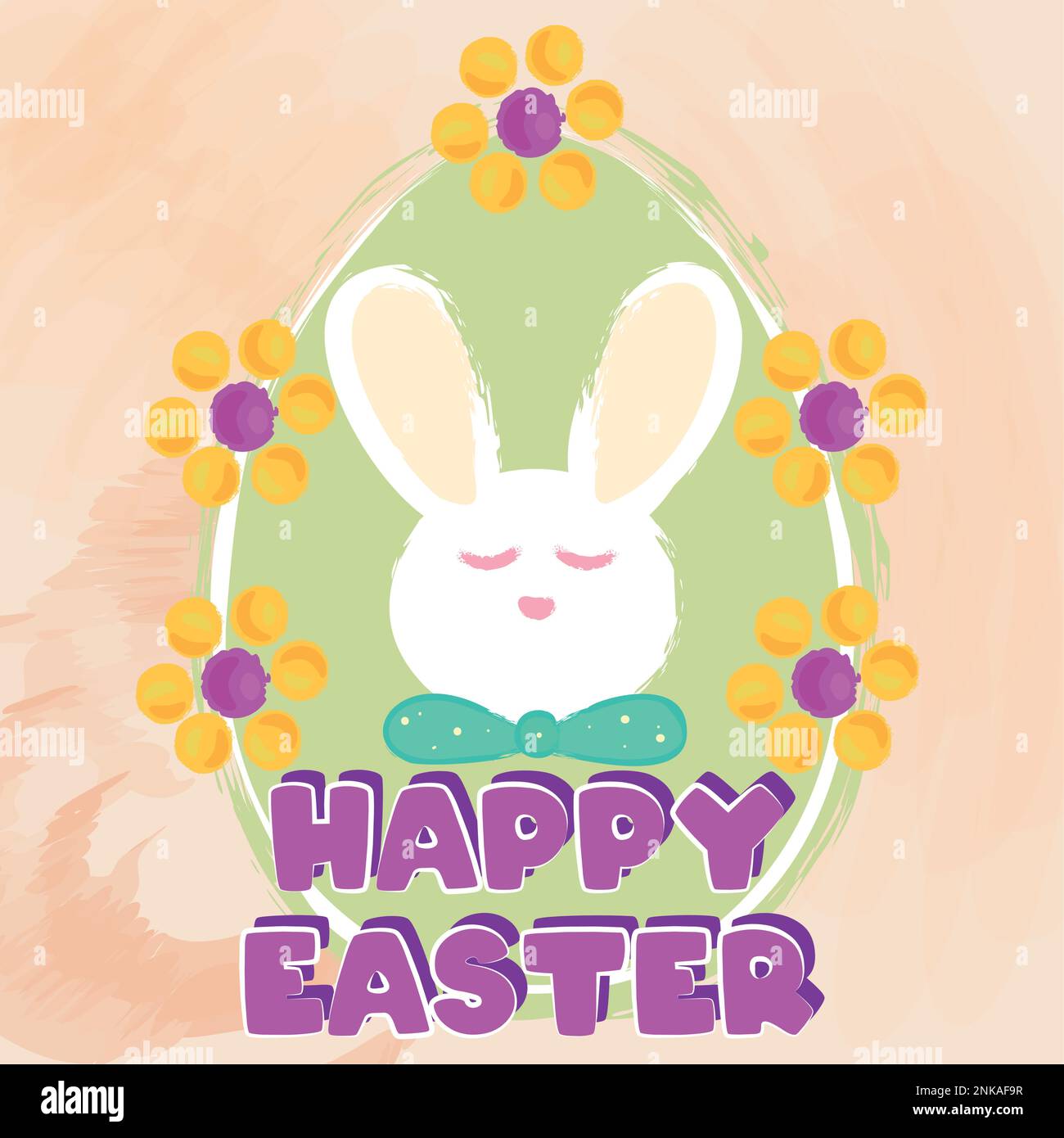 Happy easter poster with rabbit and flowers Vector Stock Vector Image ...