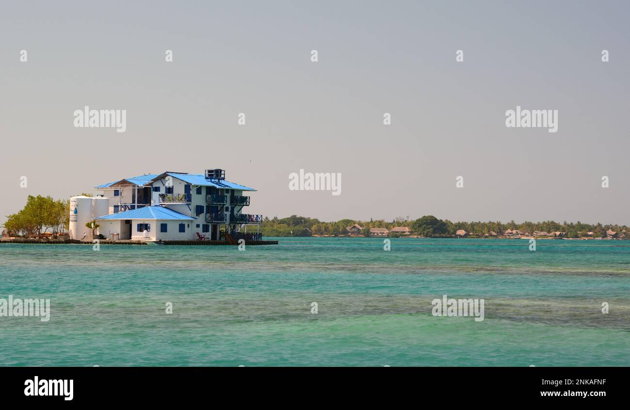 Overwater house in San Bernardo archipelago. Caribbean sea. Colombia Stock Photo
