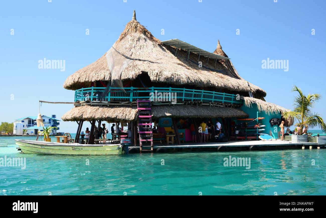 Casa en el Agua, an overwater hostal in San Bernardo archipelago. Caribbean sea. Colombia Stock Photo