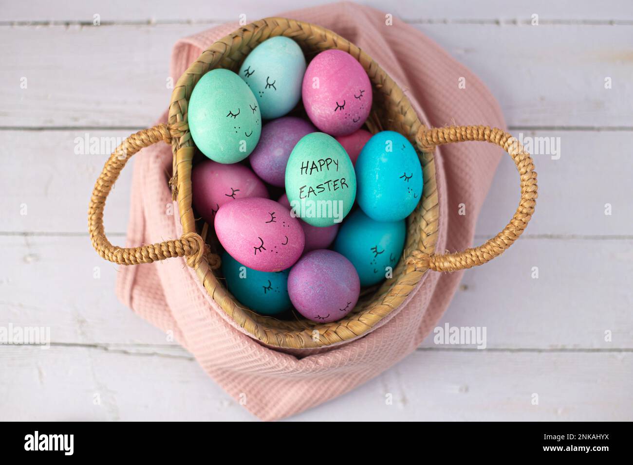 Happy Easter colourful eggs Stock Photo
