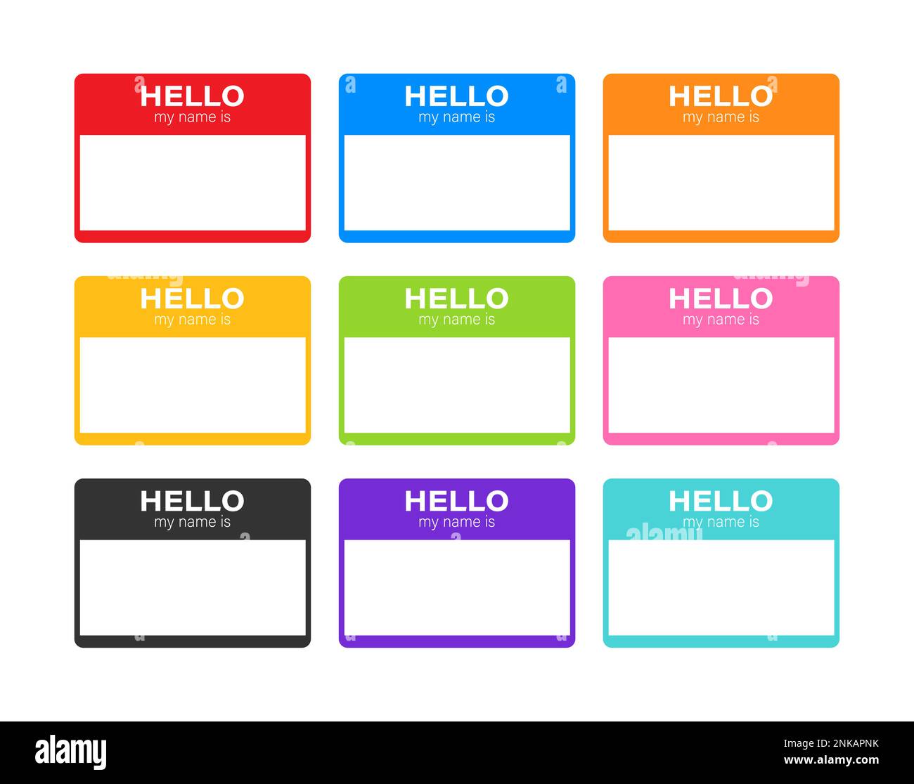 Hello My Name Is... Name Tag Set. Label sticker on white background