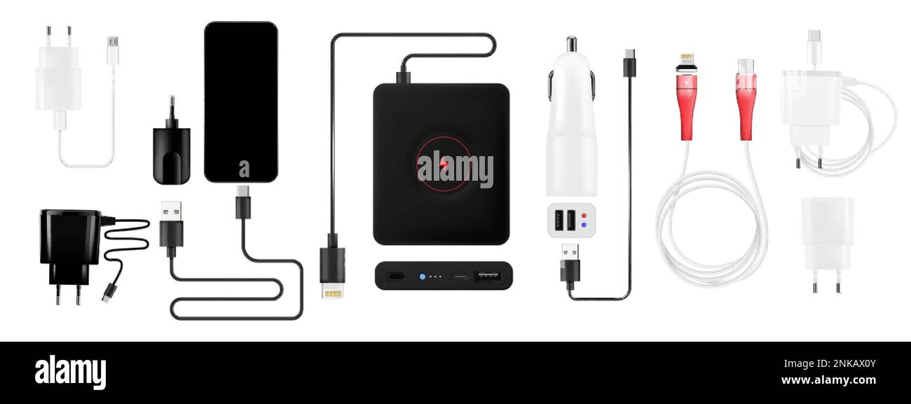 Mobile phone smartphone charging set with isolated wires plugs power