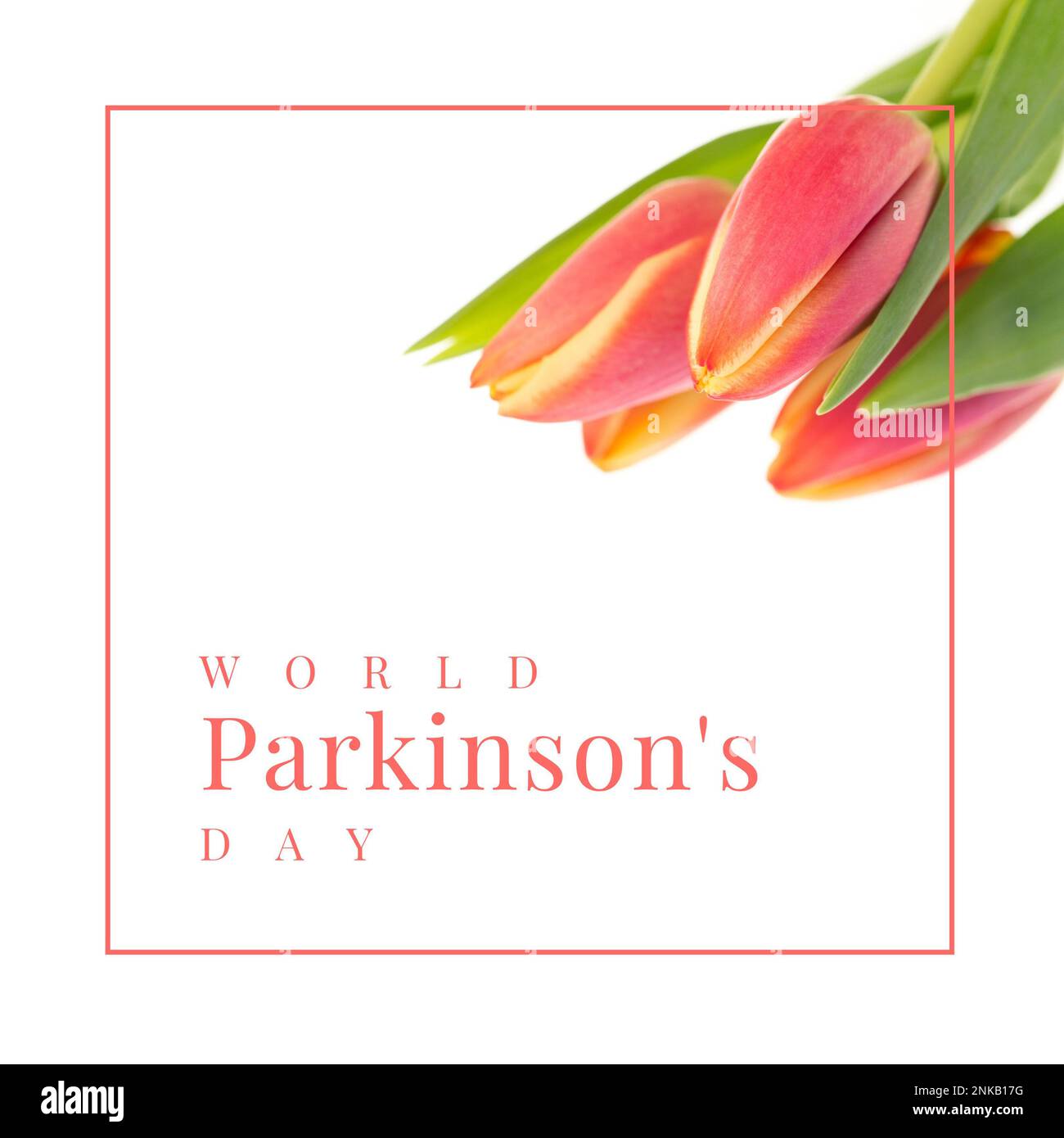 Composite of world parkinson's day text with rectangle shape and red