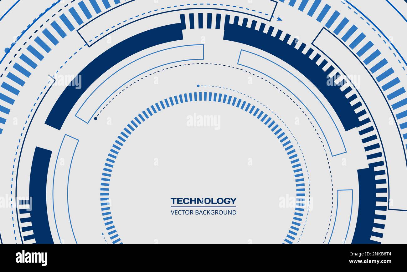 White and blue technology background with futuristic tuch circular ...