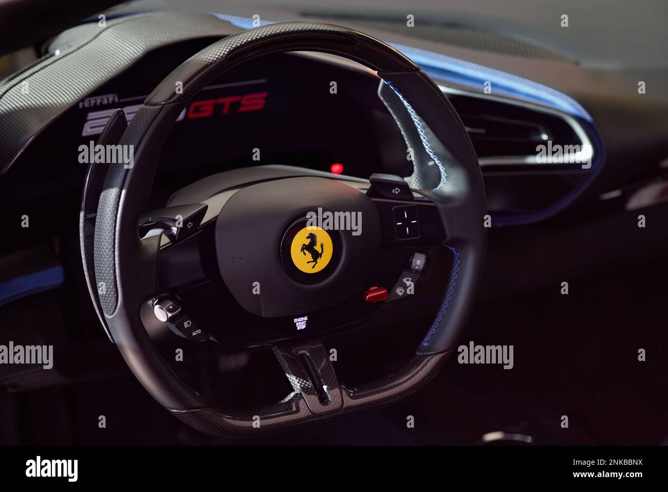 Ferrari 296 GTS steering wheel. Katowice, Poland, 17.10.2022 Stock Photo