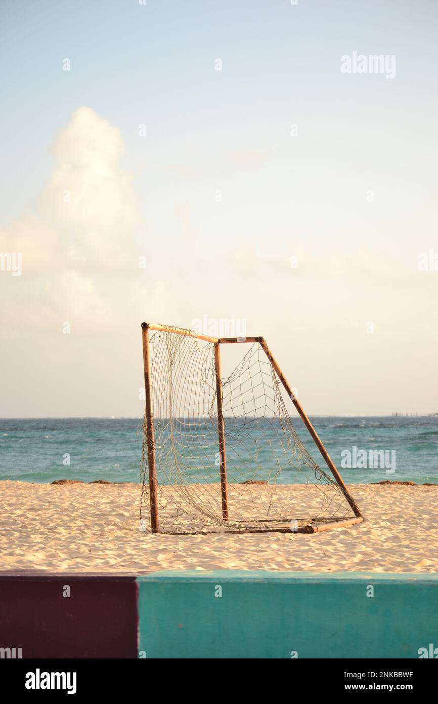 Soccer Goal on Beach Stock Photo Alamy