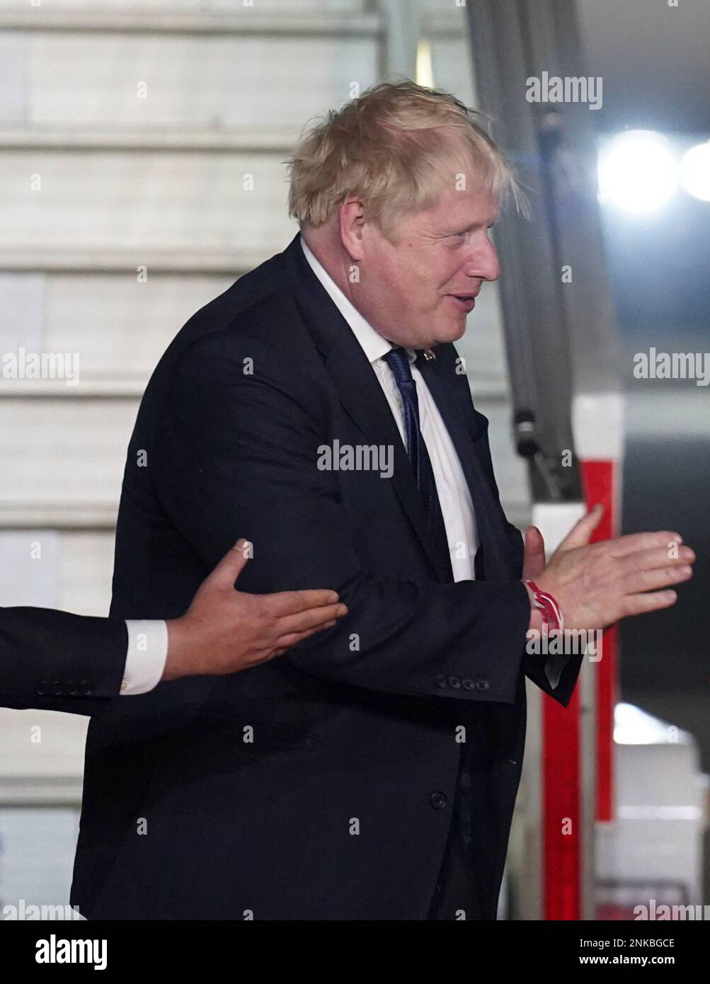 Britain's Prime Minister Boris Johnson arrives at Delhi Airport, as ...