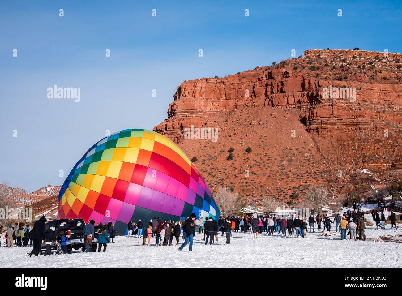 Kanab, Utah, USA - Feb. 18, 2023. The annual Balloons and Tunes Festival takes place the 3rd week of February in this beautiful red rock country. Stock Photo