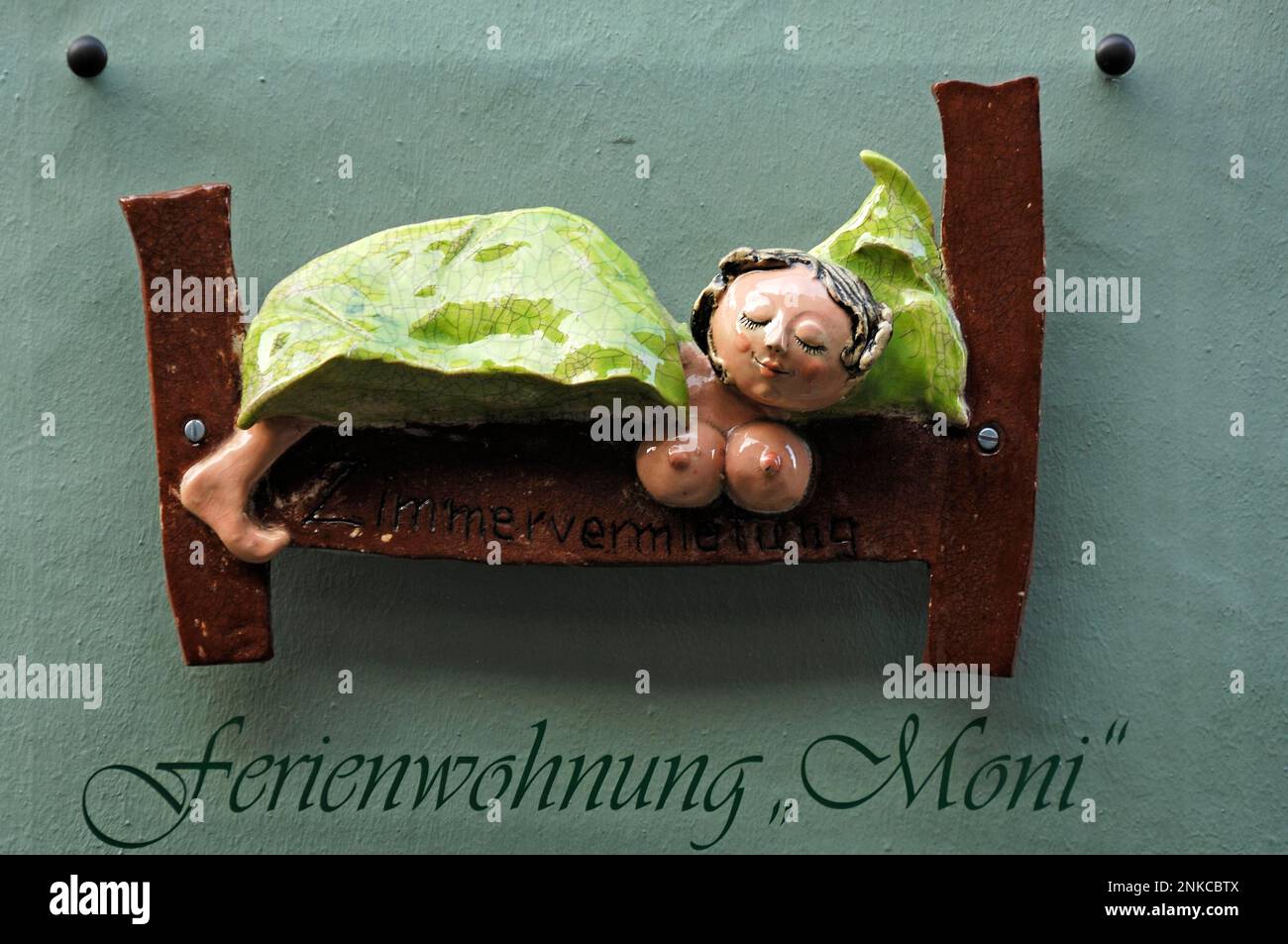 Ceramic figure on a holiday home, Saxony-Anhalt, Germany Stock Photo