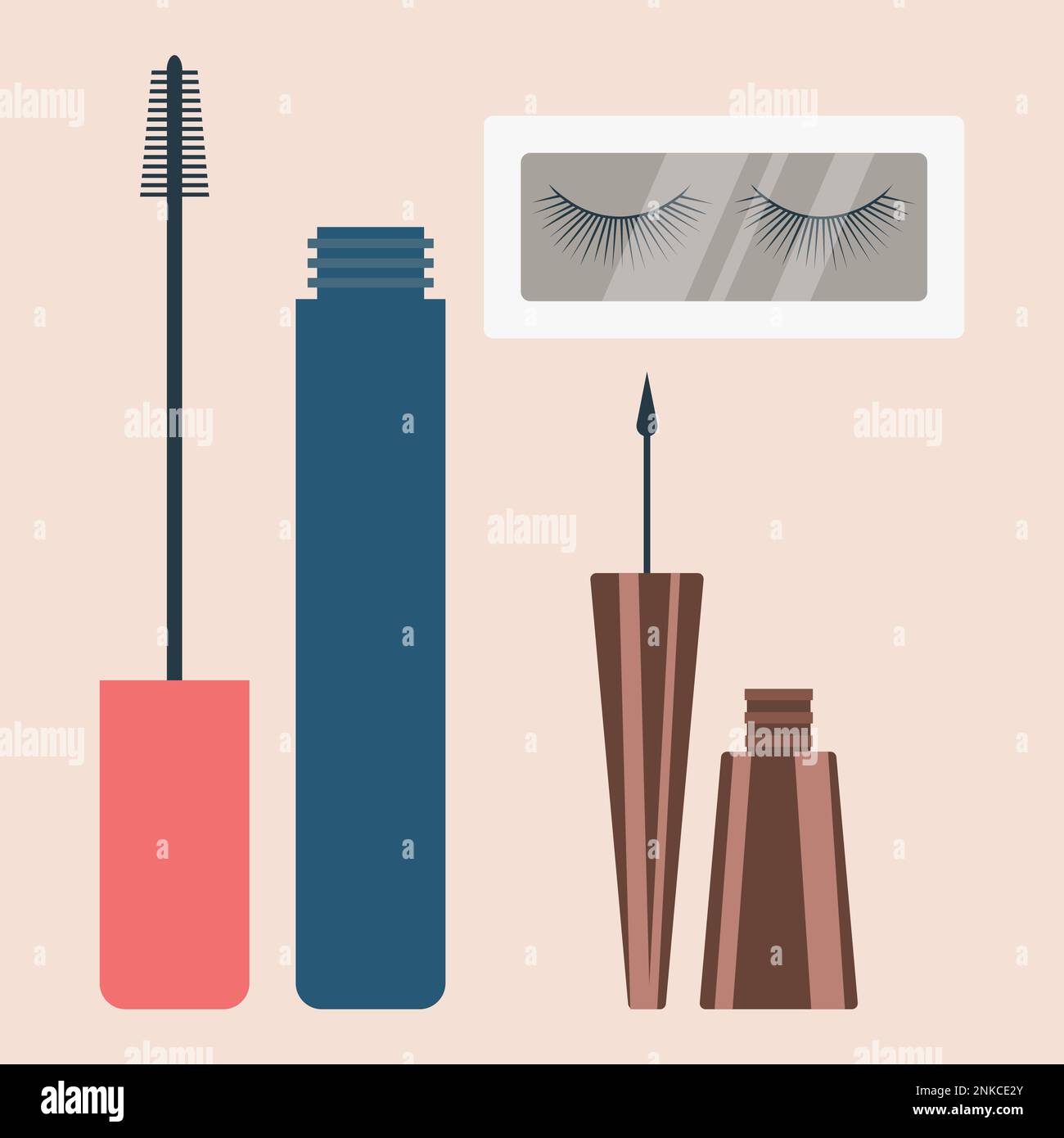Set Of Makeup Products For Eyes Vector Illustration In Flat Style Stock ...