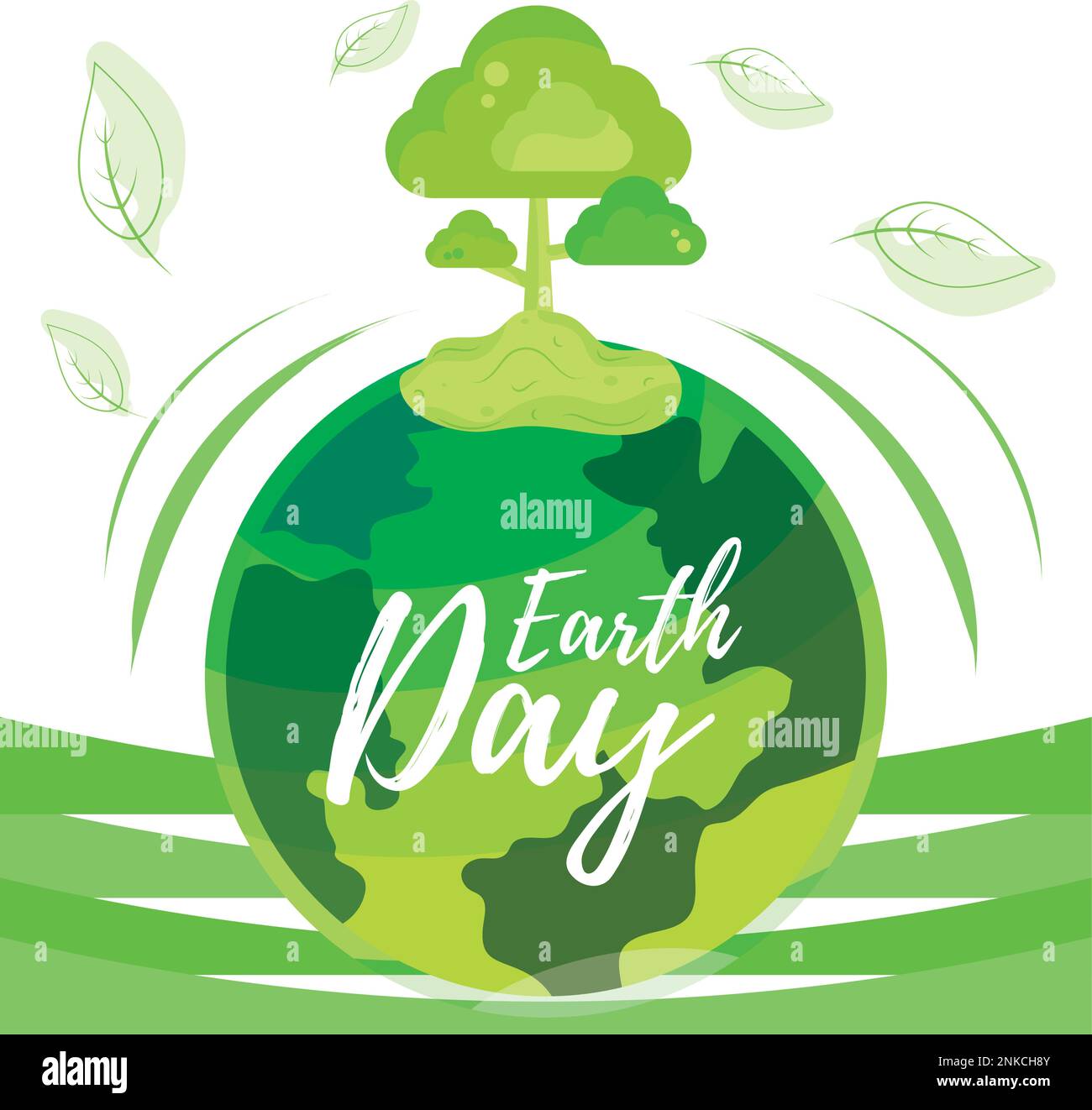 Isolated earth globe with a tree and leaf sketches Happy earth day ...