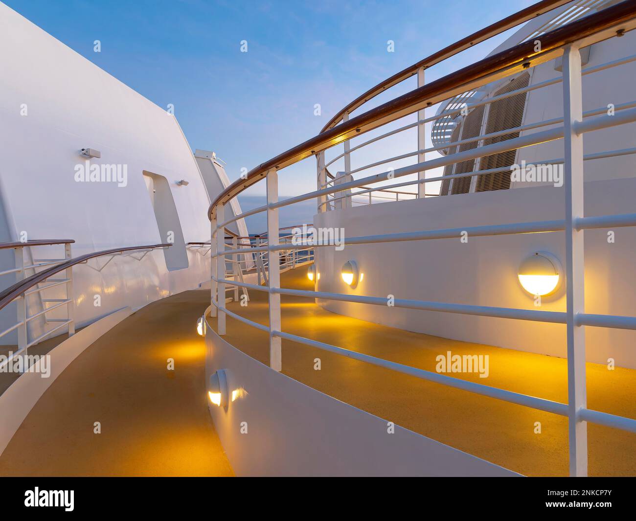 Cruise ship, AidaStella, AIDA Stella, upper deck, fitness area, jogging class, run, sunrise Stock Photo
