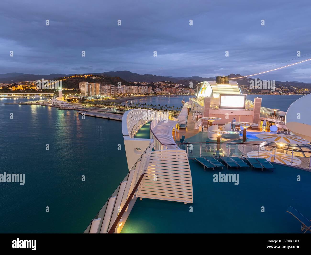 Cruise ship, AidaStella, AIDA Stella, entering the port of Malaga, Andalusia, Spain Stock Photo