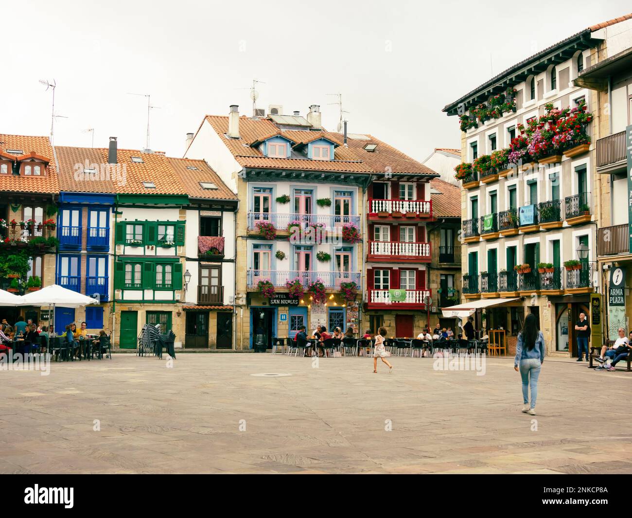 Marketplace of Hondarribia, Basque Country, Spain Stock Photo