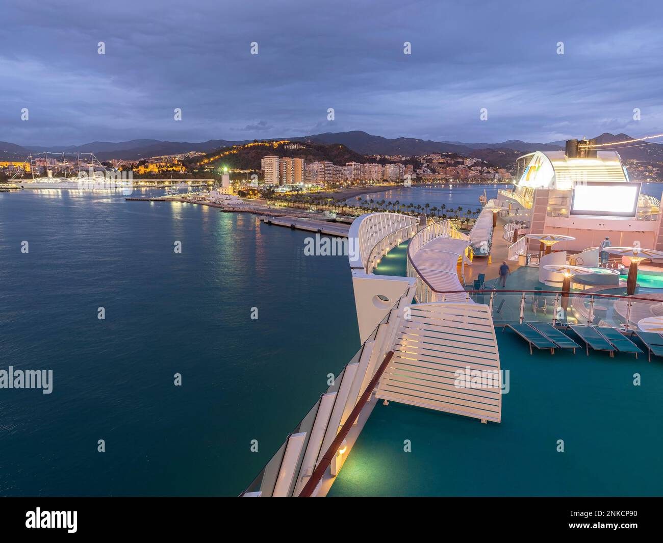 Cruise ship, AidaStella, AIDA Stella, entering the port of Malaga, Andalusia, Spain Stock Photo