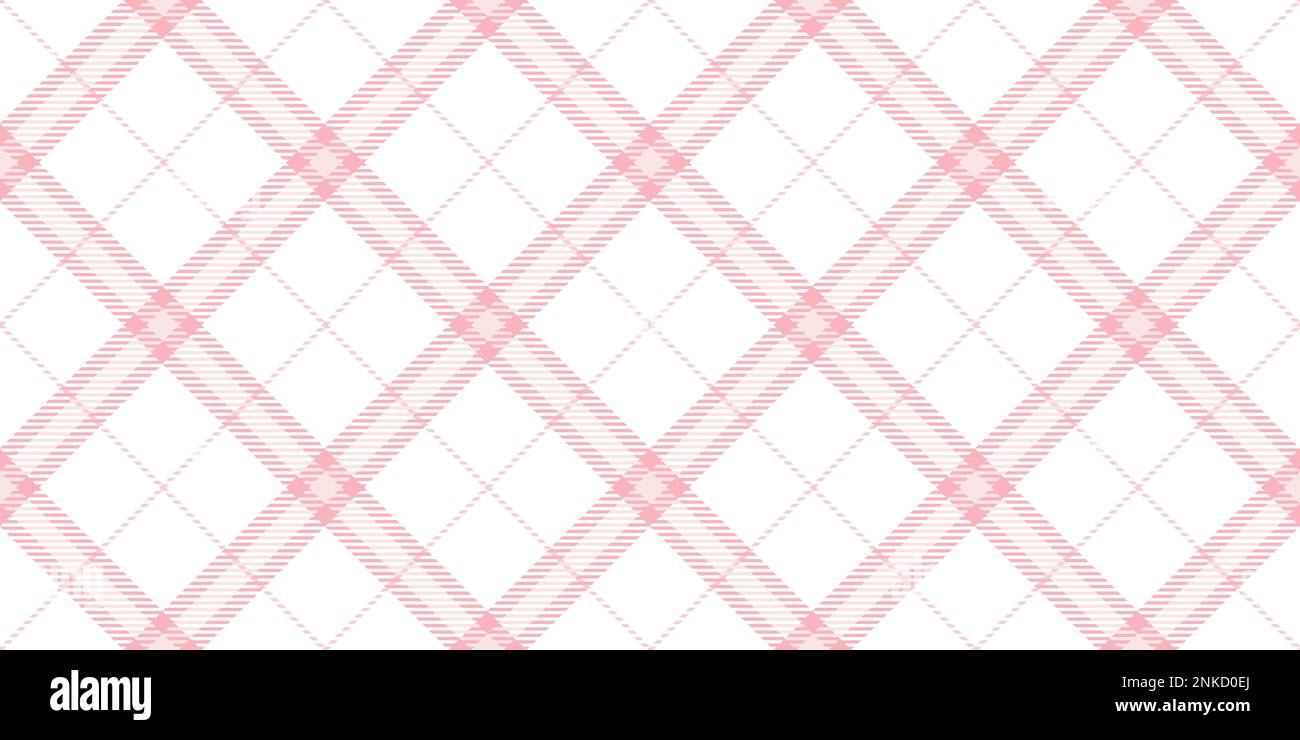 Seamless diagonal gingham plaid pattern in pastel rosy pink and white