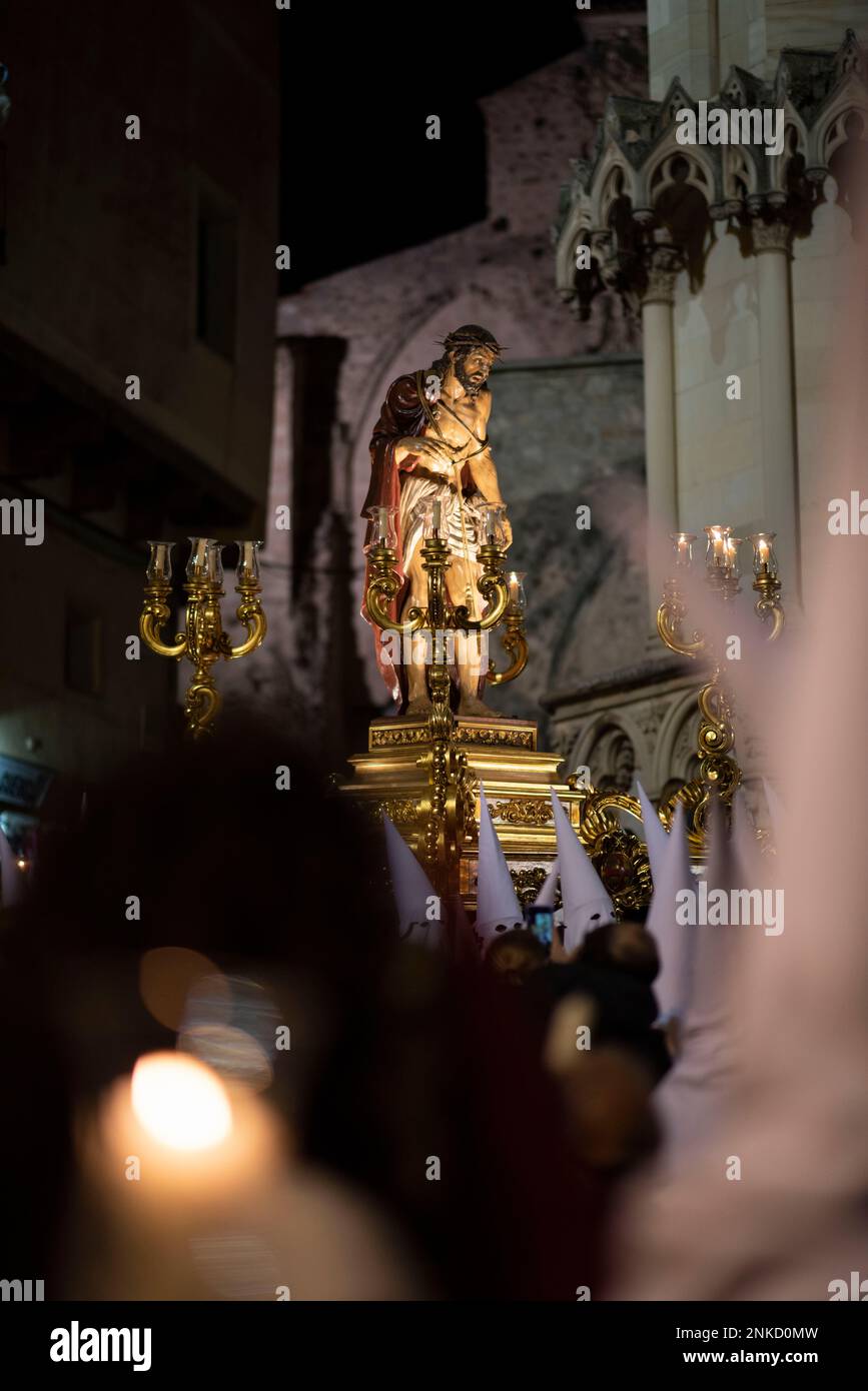 Passage of the Brotherhood of the Holy Ecce-Homo of San Miguel, during ...