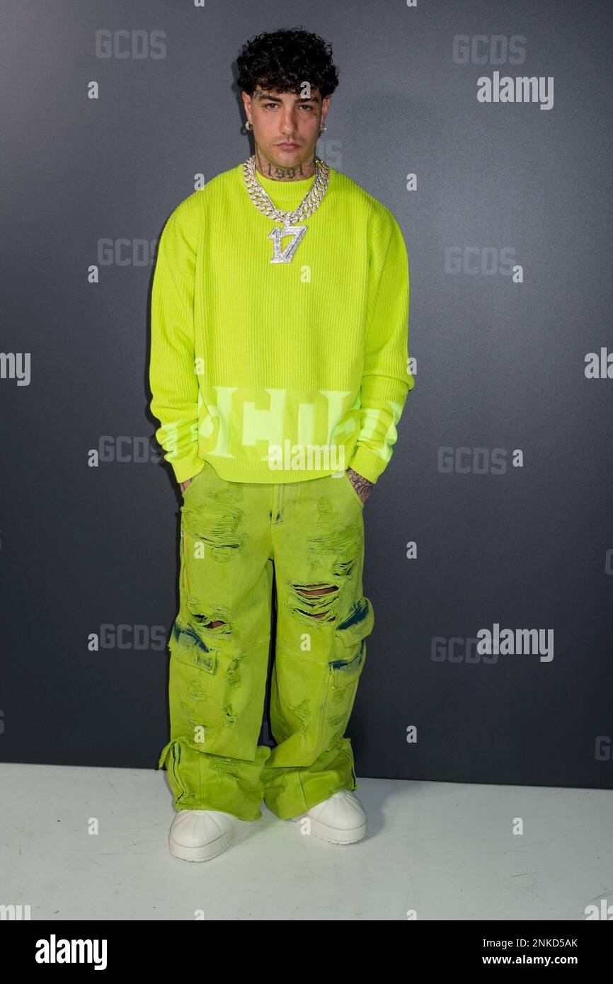 Milan, Italy. 23rd Feb, 2023. Milan, Milan Fashion Week, fall winter 2023/2024. Milan, Women's fashion, autumn winter 2023/2024. GCDS fashion show arrivals Pictured: Tony Effe Credit: Independent Photo Agency/Alamy Live News Stock Photo