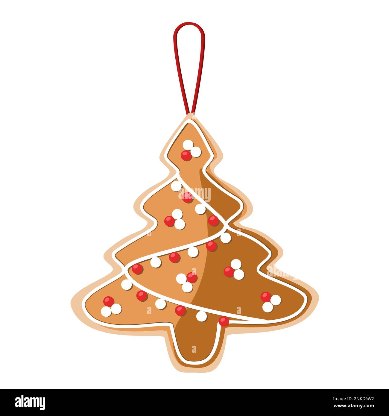 Gingerbread cookie Christmas tree with decoration vector illustration Stock Vector