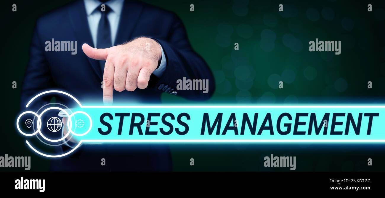 Text showing inspiration Stress Management. Word Written on learning ...