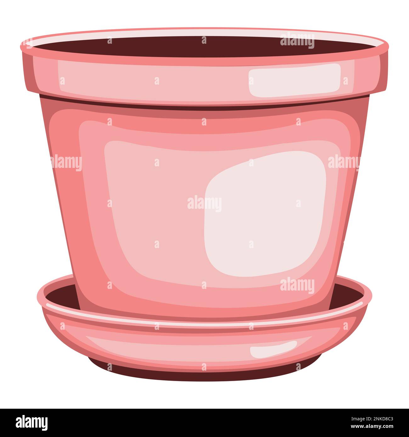 Ceramic flower pot with stand in flat technique vector illustration