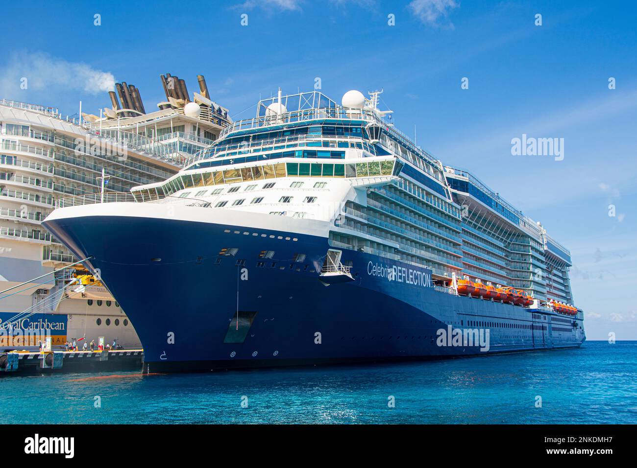 The Celebrity Reflection docked in Cozumel, Mexico. Stock Photo