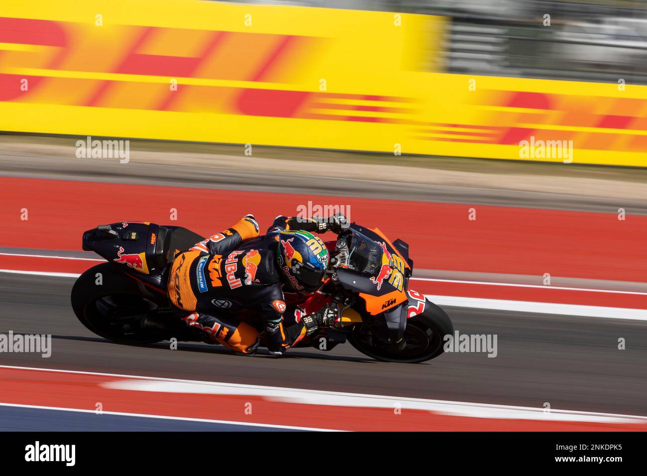 AUSTIN, TX - APRIL 08: Brad Binder of South Africa and Red Bull KTM Factory  Racing rides through turn six during Free Practice 1 of the MotoGP Red Bull  Grand Prix of