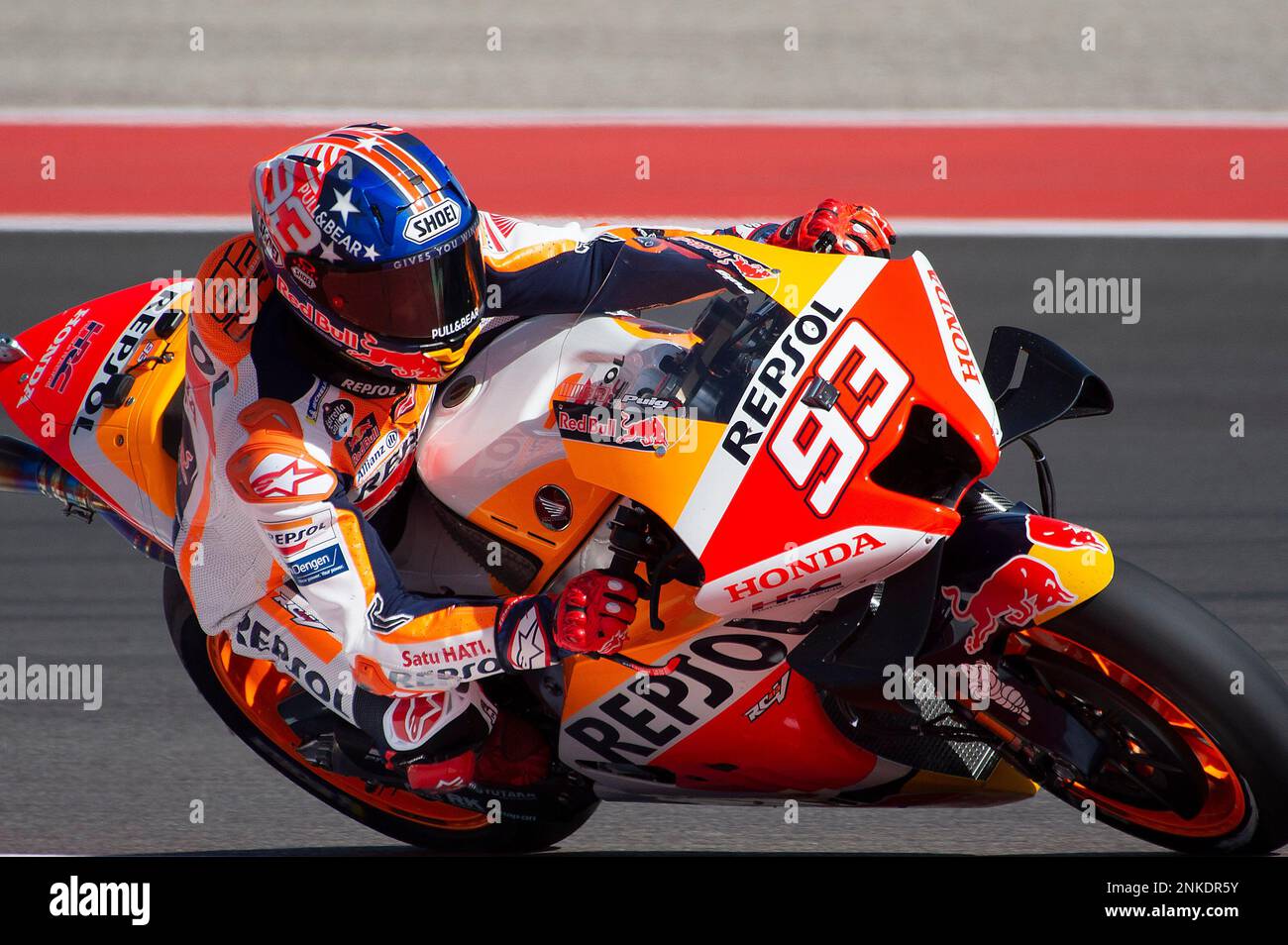 April 08, 2022 Marc Marquez #93 with Repsol Honda Team in action Free Practice 1 at the MotoGP Red Bull Grand Prix of the Americas, Circuit of The Americas, Austin,Texas