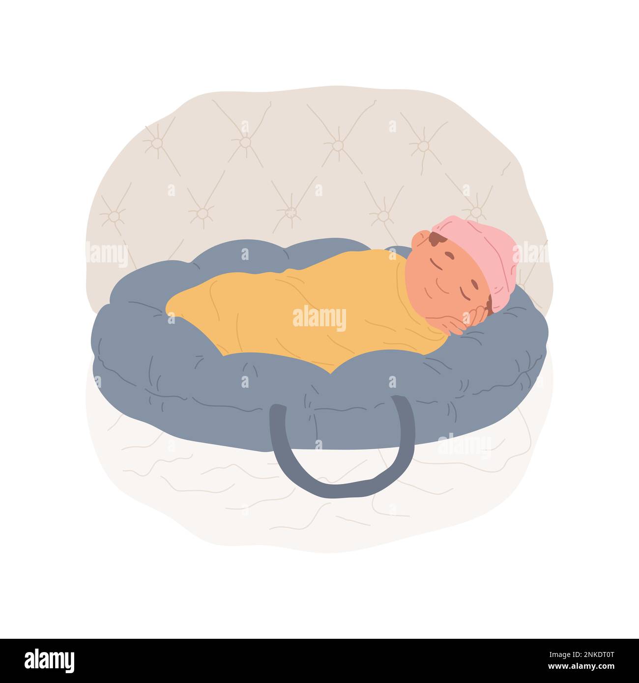 Baby cocoon isolated cartoon vector illustration. Cute newborn sleeps