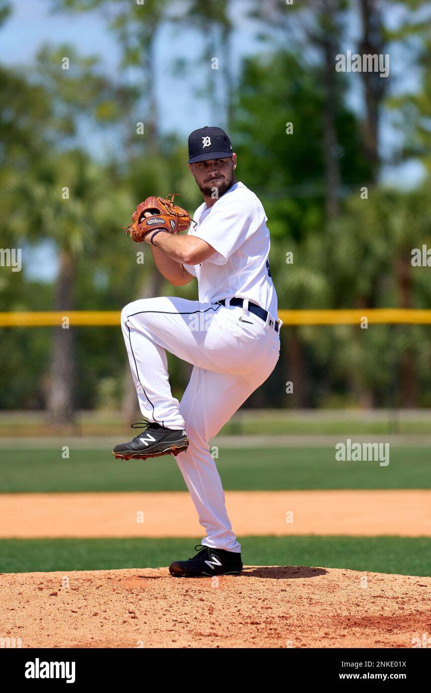 Detroit Tigers pitcher Bryce Tassin (31) throws live batting practice