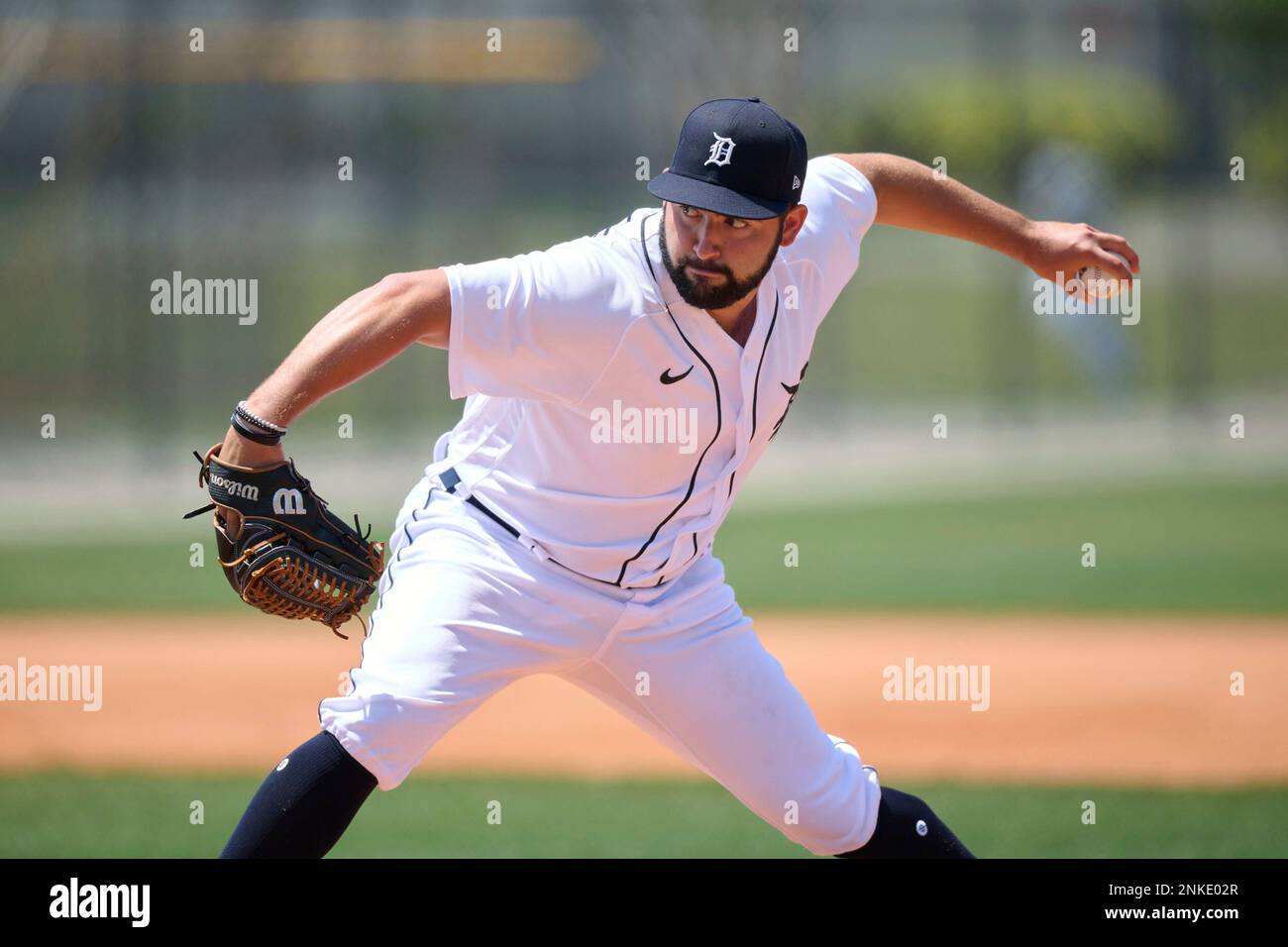 Detroit Tigers pitcher Gabe Sequeira (54) throws live batting practice