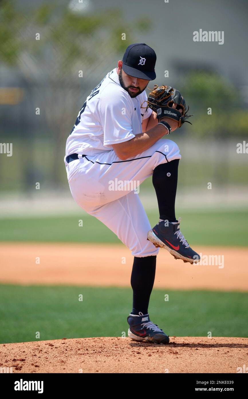 Detroit Tigers pitcher Gabe Sequeira (54) throws live batting practice