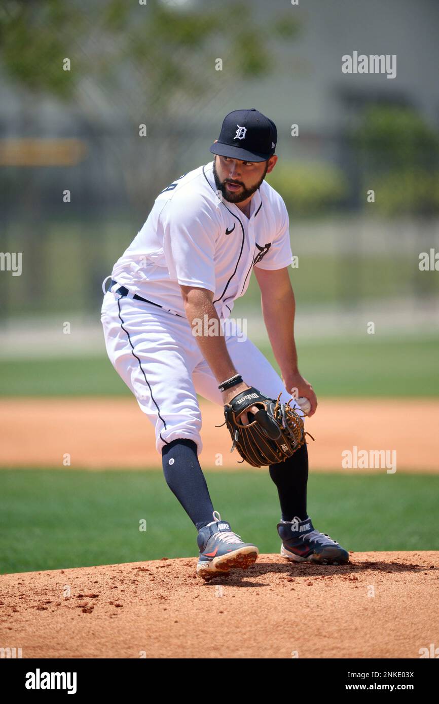 Detroit Tigers pitcher Gabe Sequeira (54) throws live batting practice