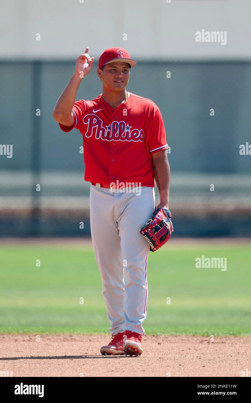 Philadelphia Phillies shortstop Hao Yu Lee (17) during a MiLB Spring  Training game against the Toronto Blue Jays on March 20, 2022 at the  Carpenter Complex in Clearwater, Florida. (Mike Janes/Four Seam